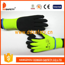 10 Gauge Fluorescence Green Cotton Shell with Napping Liner Black Latex Foam Coated Gloves